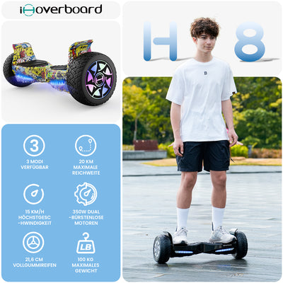 iHoverboard H8/H8Pro LED Schwarz Hoverboard Gelände 8.5"